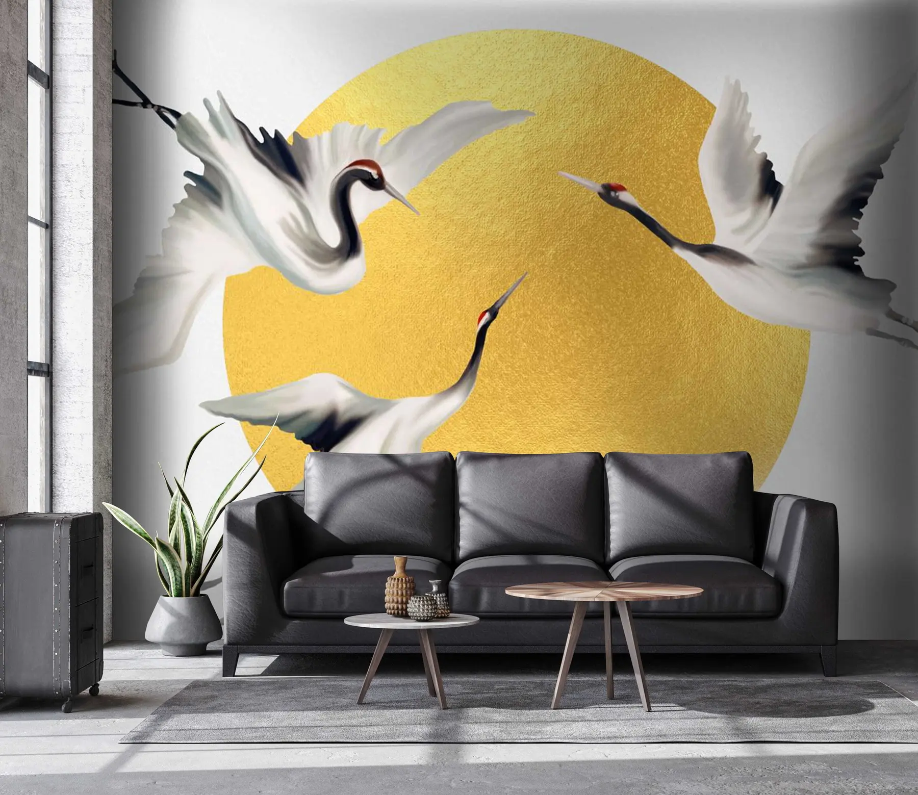 Murale Grues en vol avant le cercle solaire u79625