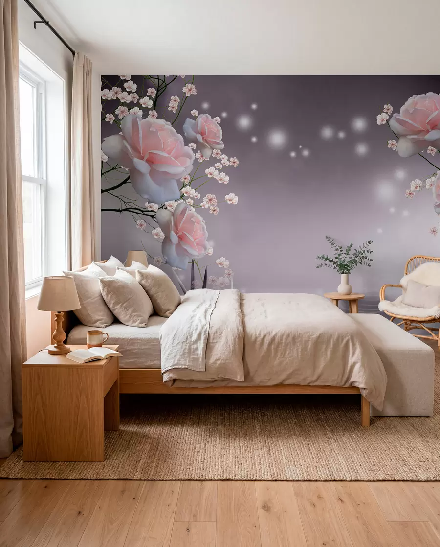 Murale Roses et points de lumière u01045