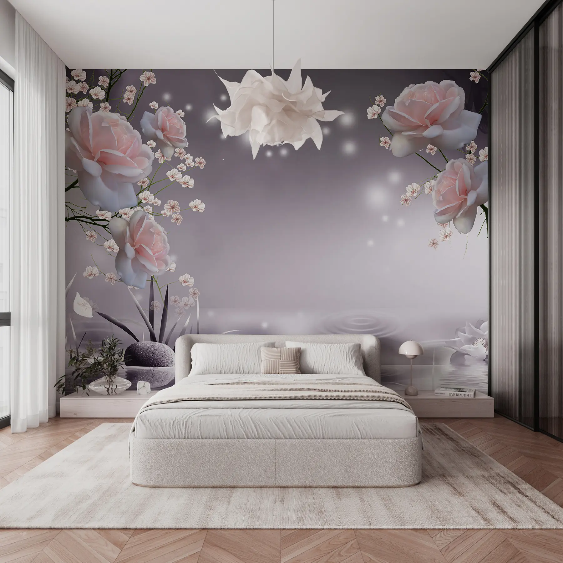 Fototapete Rosen auf Wasserwellen u01045