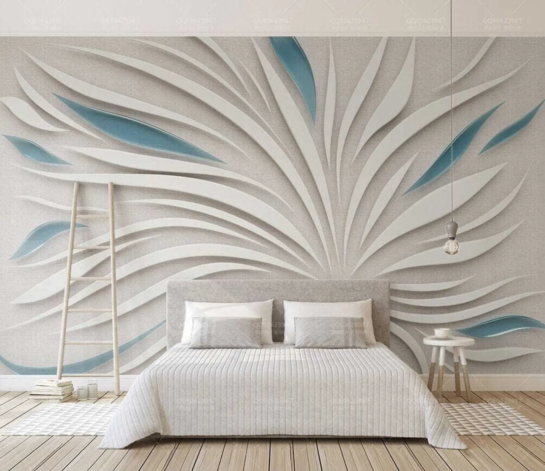 Murale Fleur abstraite sur tissu u06452