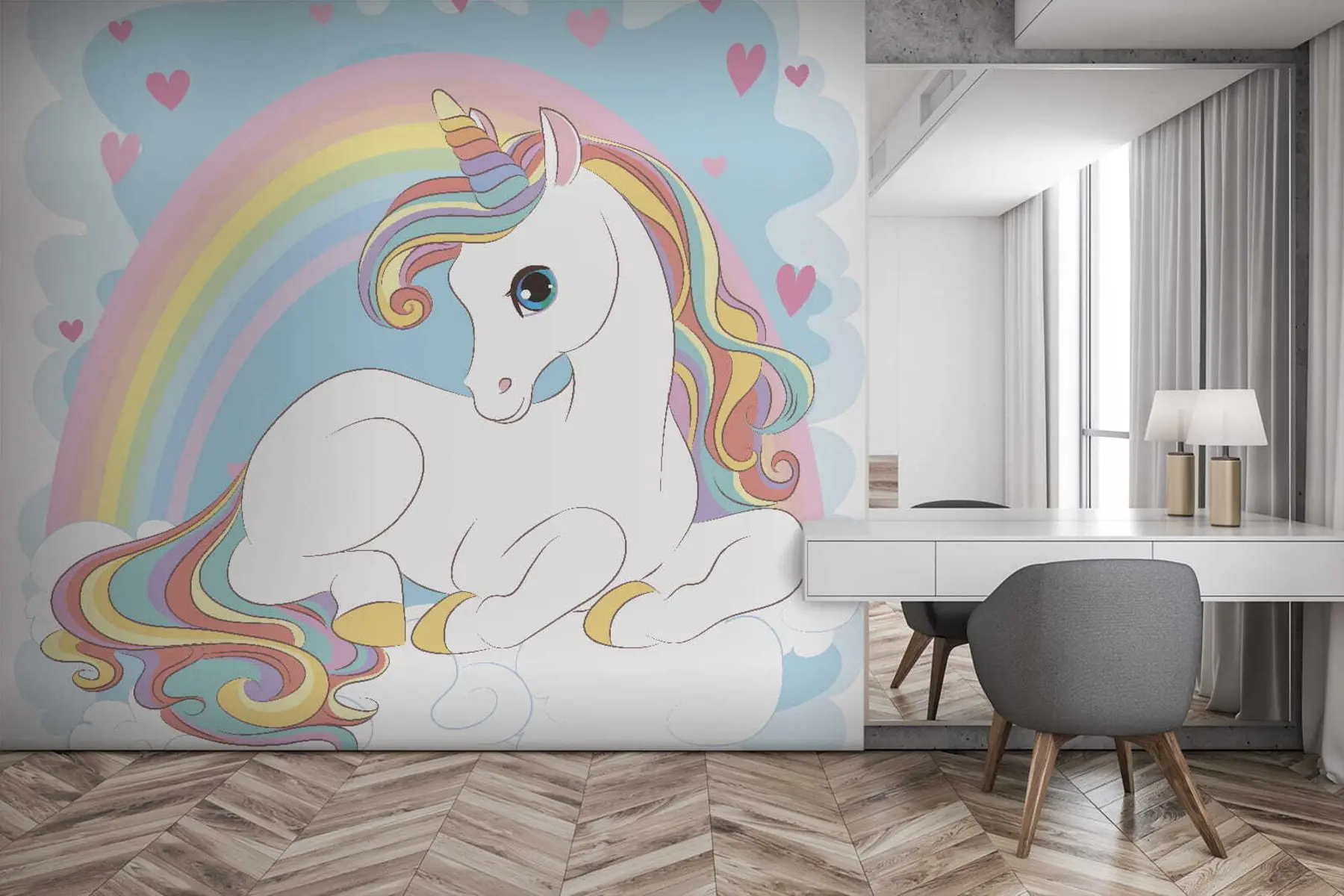 Murale Licorne sur un nuage u10971