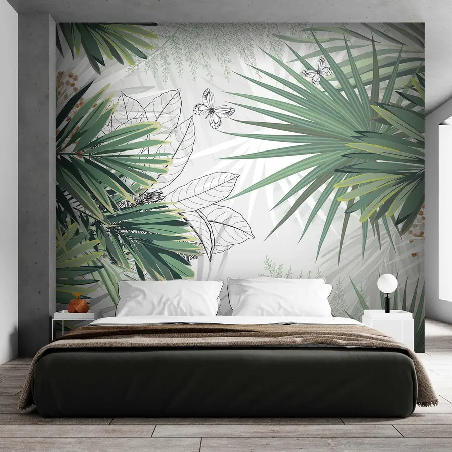 Murale Branches vertes de palmiers u12819