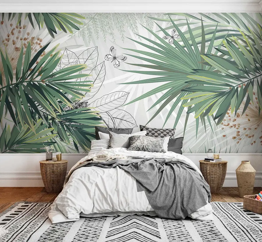 Fototapete Grüne Zweige von Palmen u12819