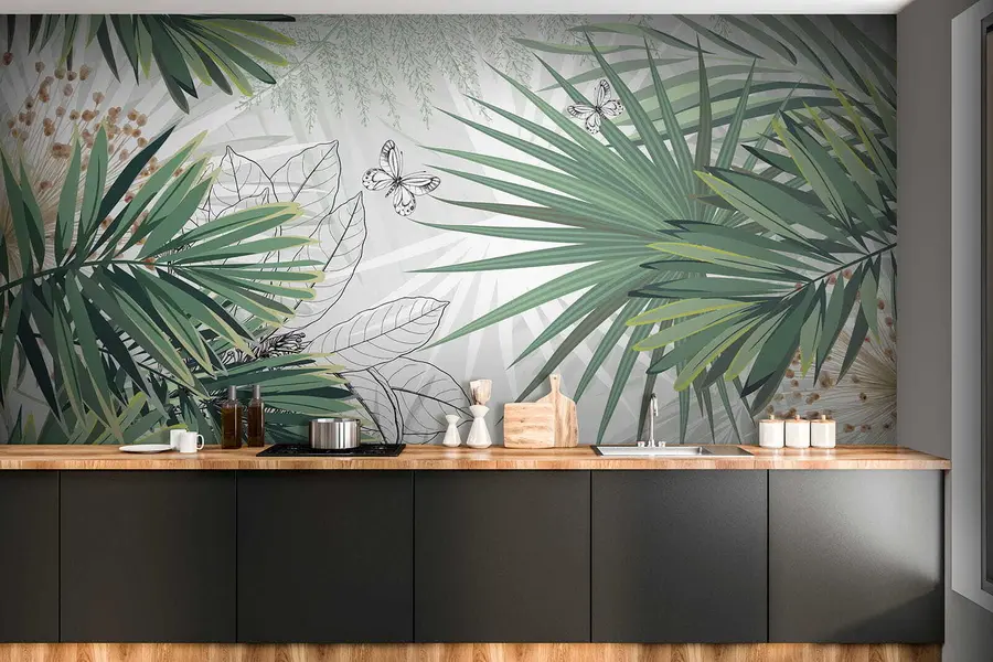 Fototapete Grüne Zweige von Palmen u12819