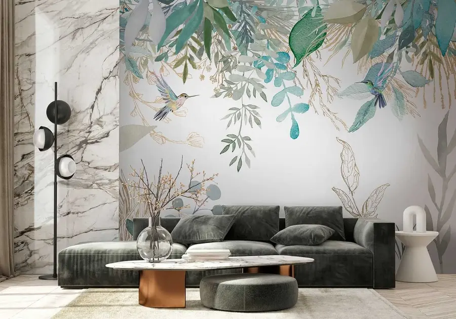 Fototapete Exotische Pflanzen und Kolibris u17579