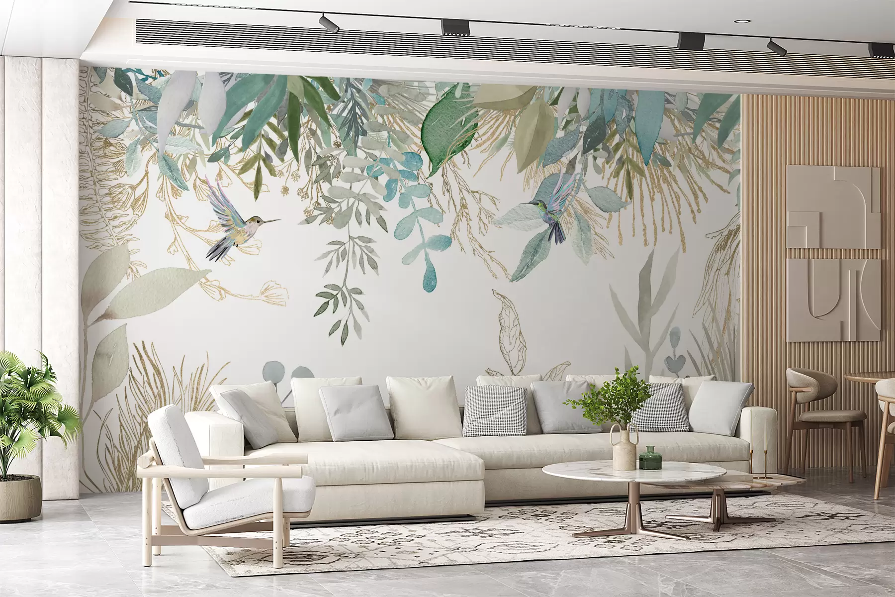 Fototapete Exotische Pflanzen und Kolibris u17579