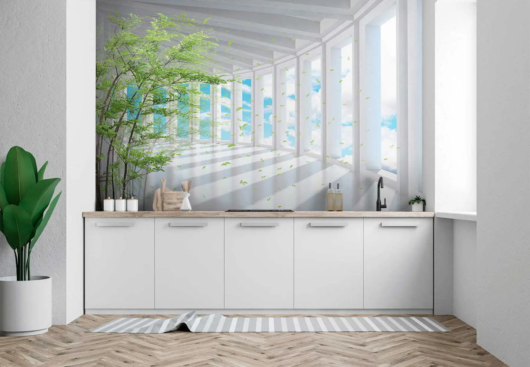 Fototapete Tunnel mit Wolkenblick u29922