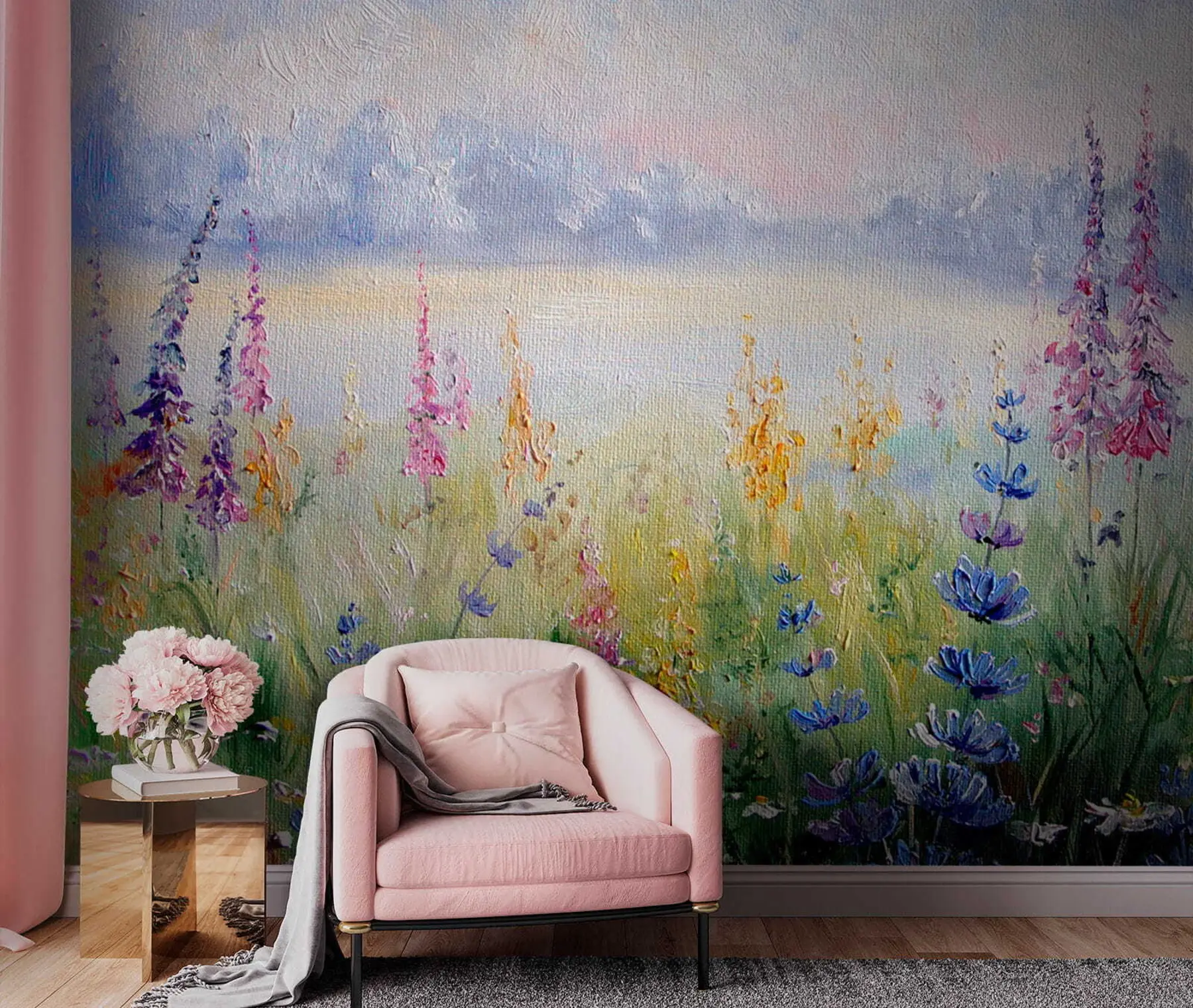 Fototapete Blumenwiese, Ölgemälde u30067