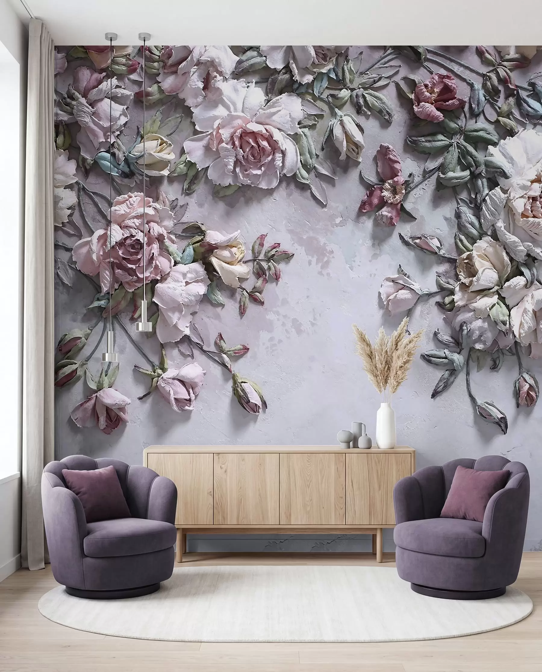 Fototapete Volumetrische Rosen an der Wand u31869