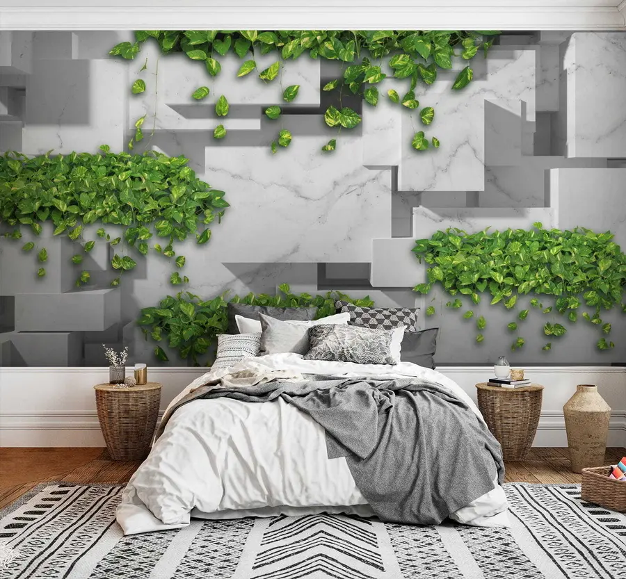 Murale Panneaux 3D et plantes u34395
