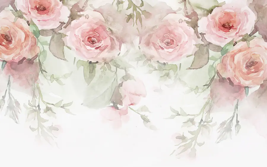 Murale Bordure de roses poudrées u34659