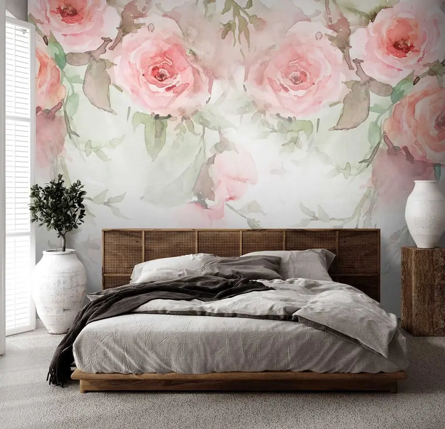 Murale Bordure de roses poudrées u34659