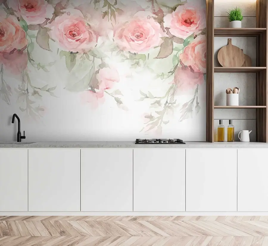Fototapete Rosa Aquarellrosen u34659
