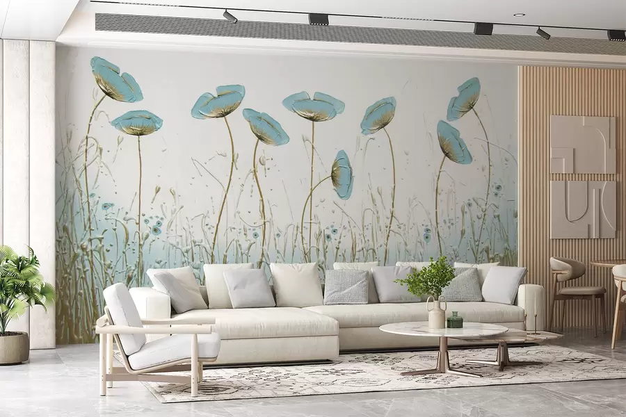 Murale Fleurs de pavot. Peintures à l'huile u34867
