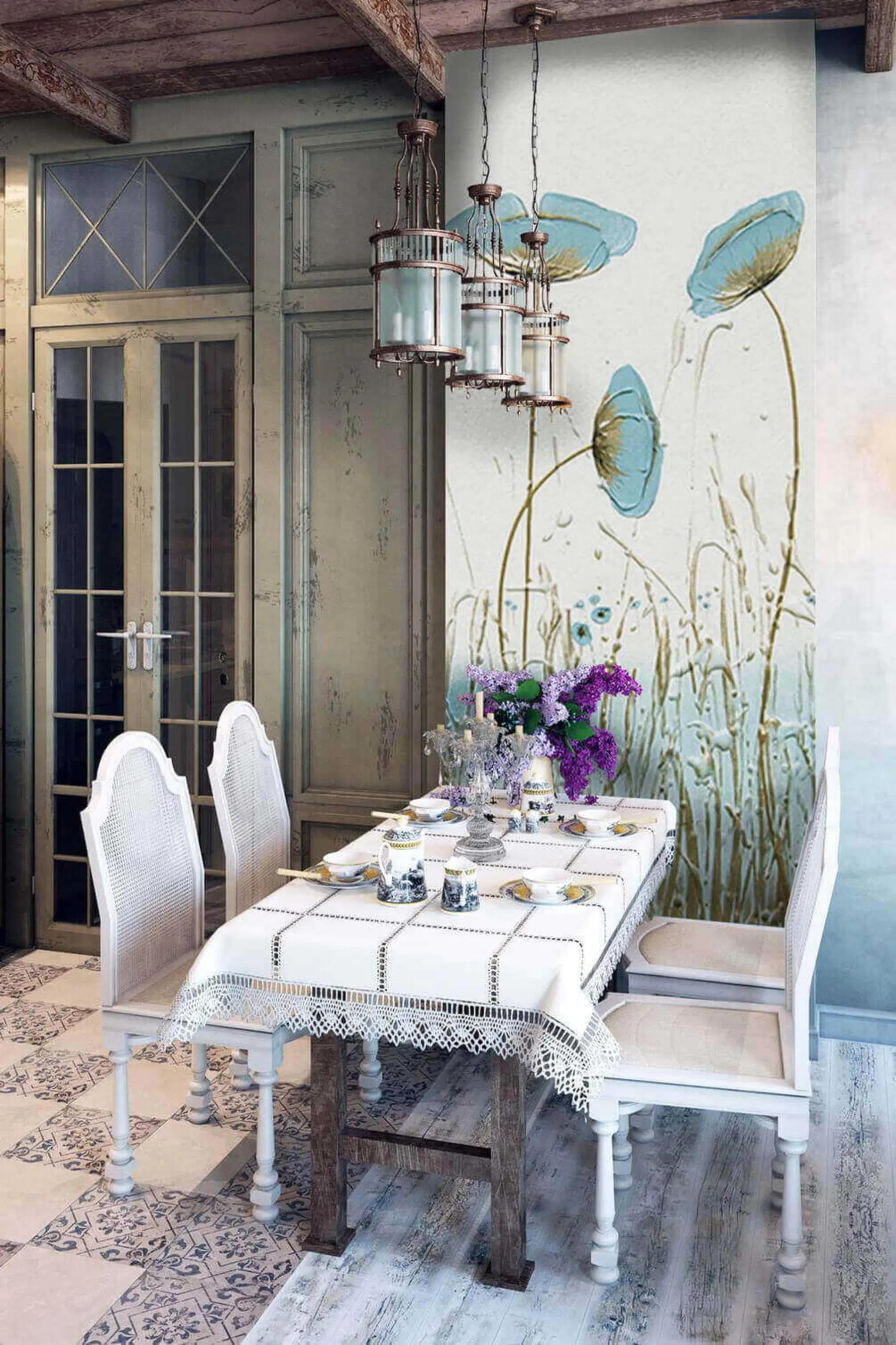 Fototapete Mohnblumen. Ölfarben u34867