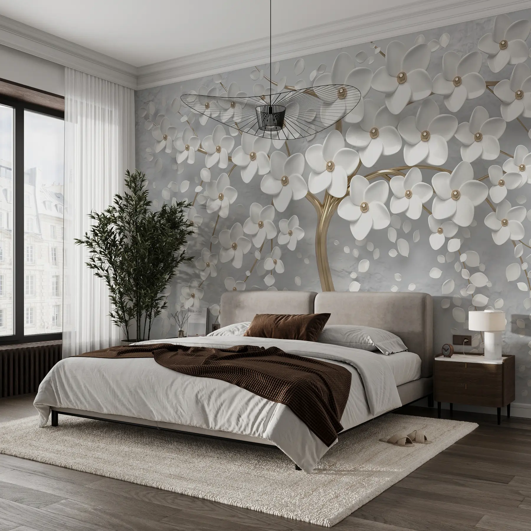 fototapeter Blomstrende træ med store blomster u37065