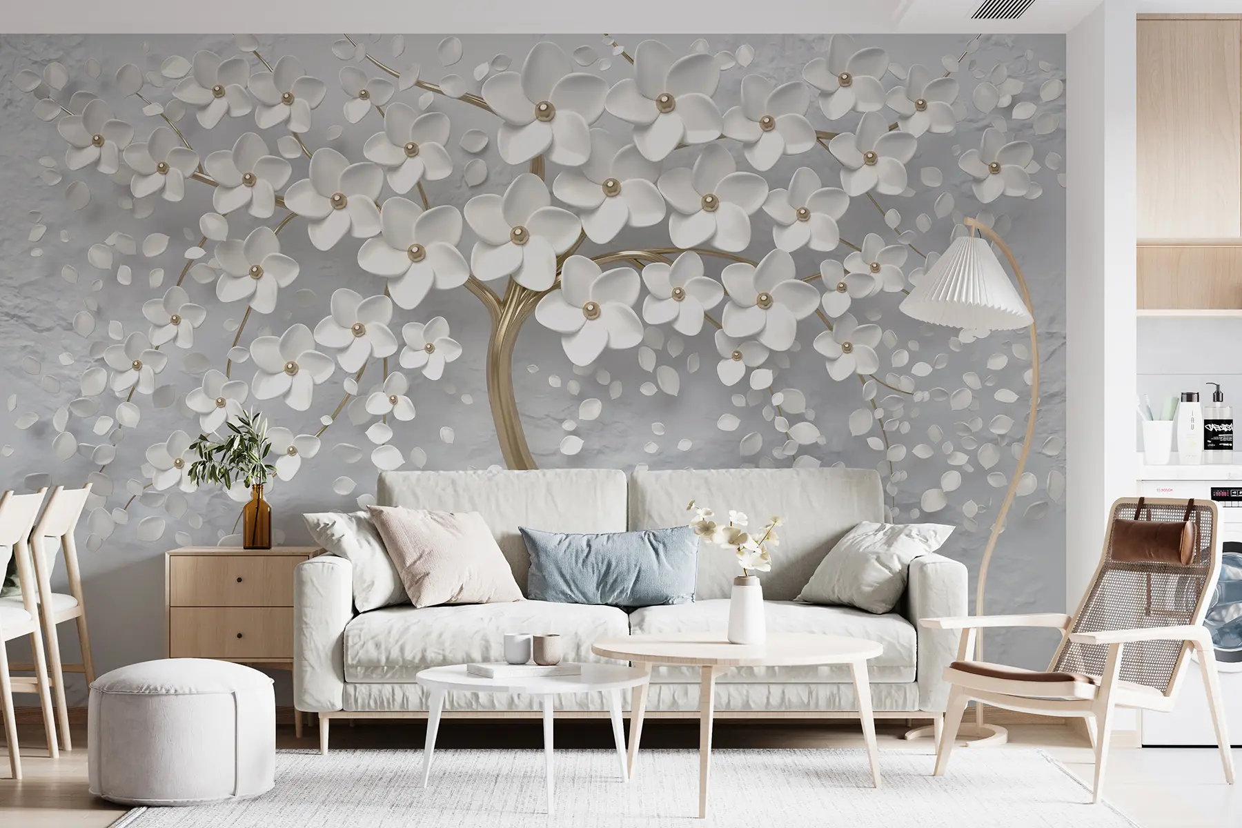 Murale Arbre à fleurs avec de grandes fleurs u37065