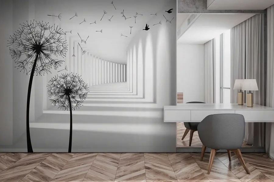 Murale Tunnel 3D et pissenlit u37803