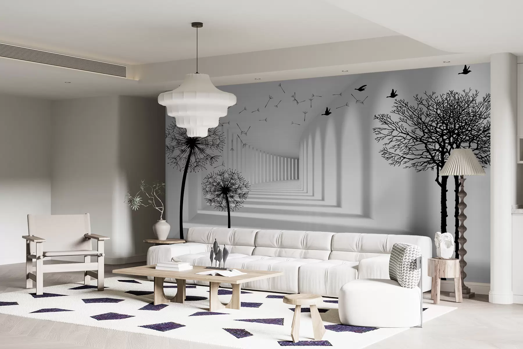 Fototapete 3D-Tunnel und Löwenzahn u37803