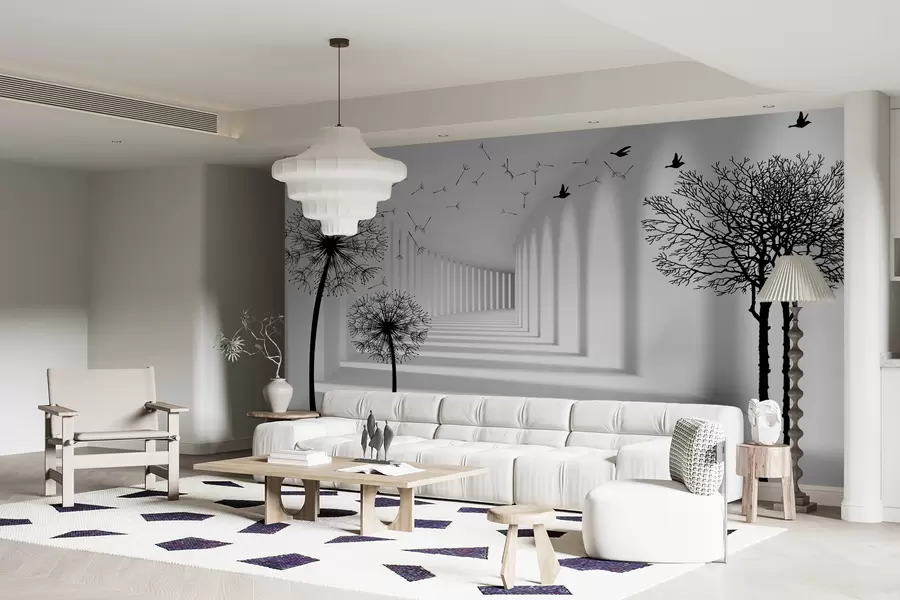 Fototapete 3D-Tunnel und Löwenzahn u37803