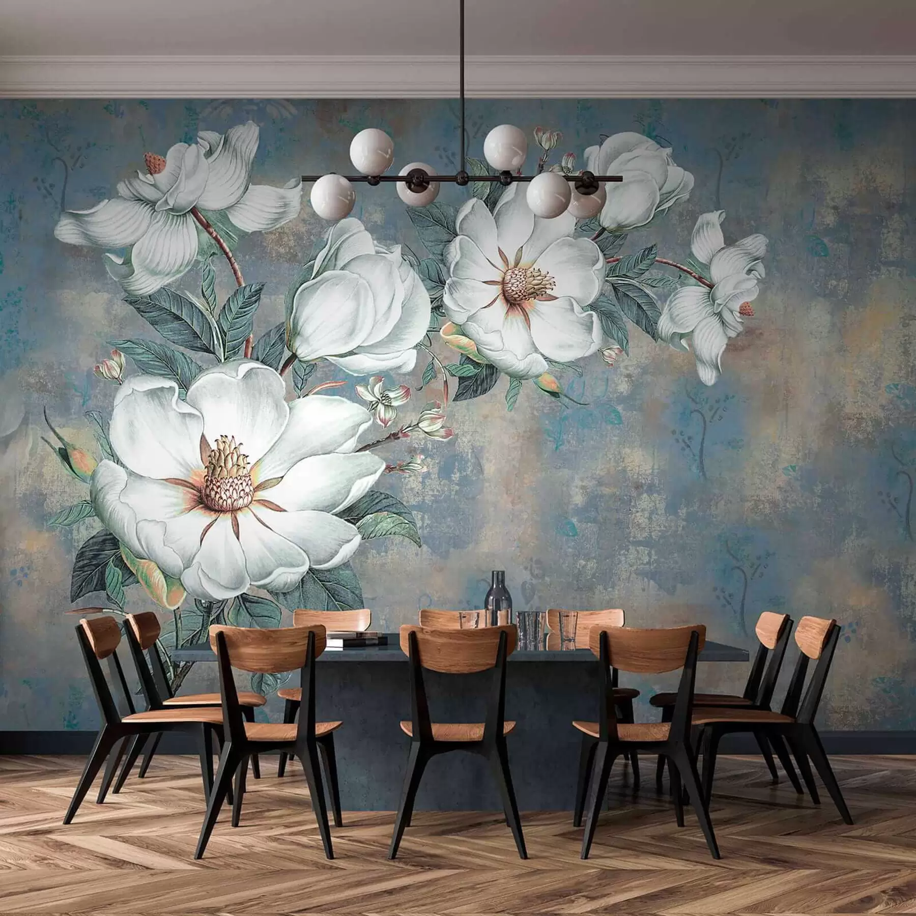 Murale Des magnolias sur un mur grunge u38839