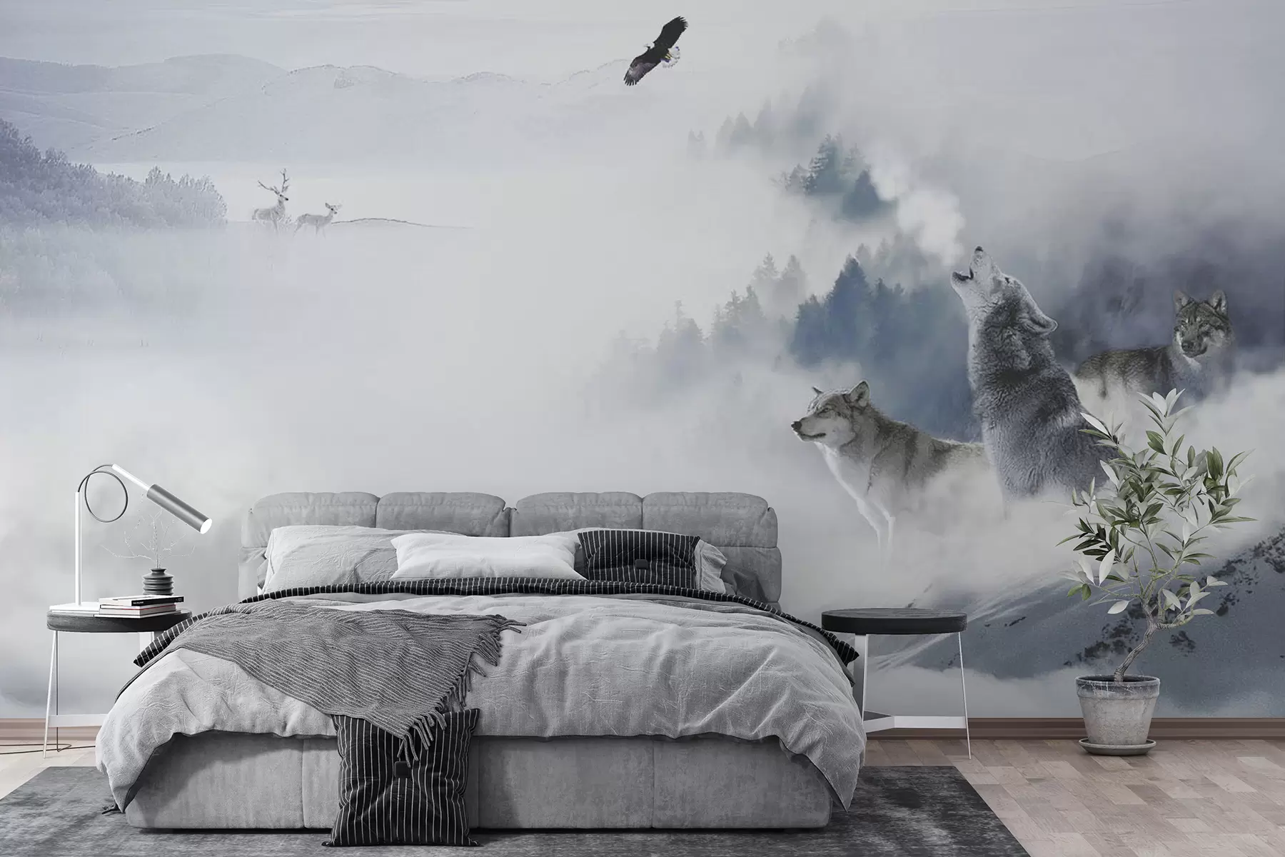 Murale Les loups dans la forêt u42161