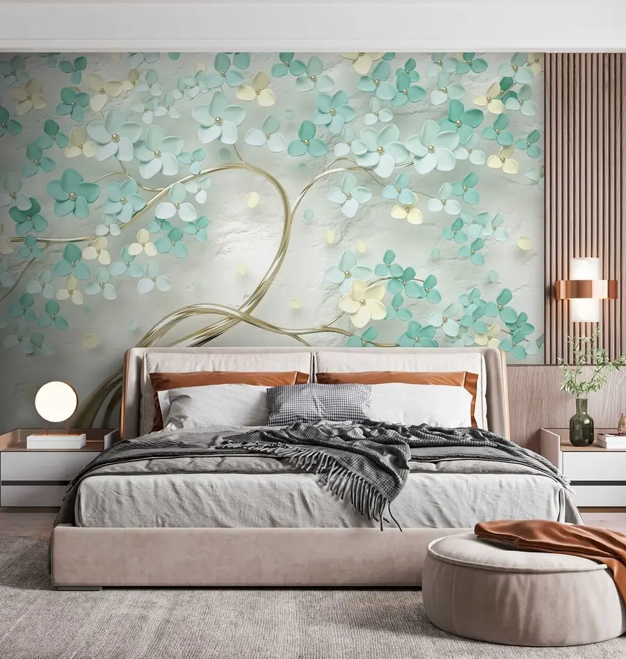 fototapeter Træ med blå blomster u52550
