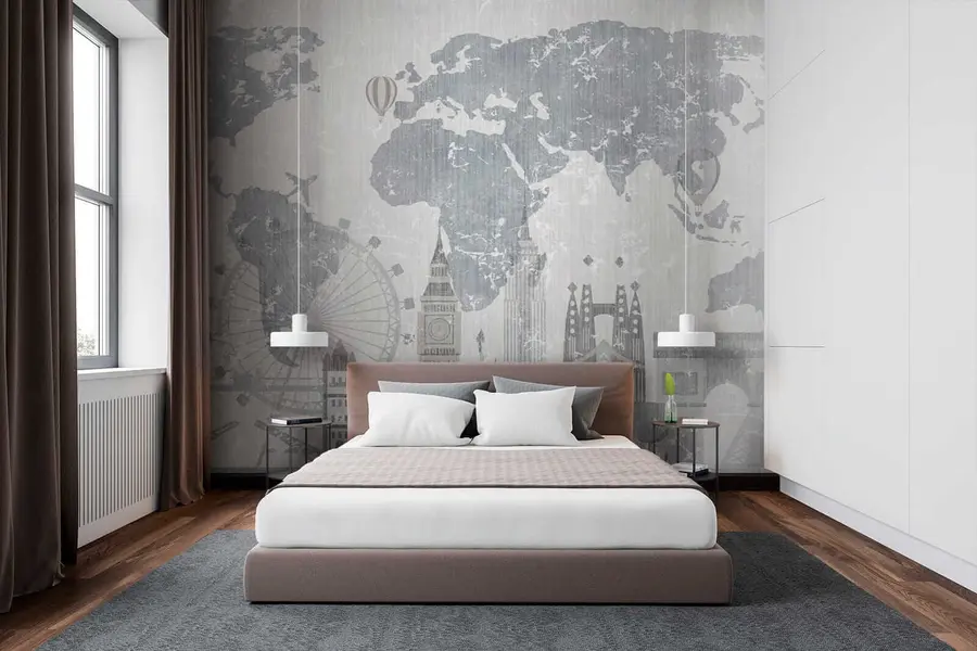 Fototapete Weltkarte in Grautönen u53138