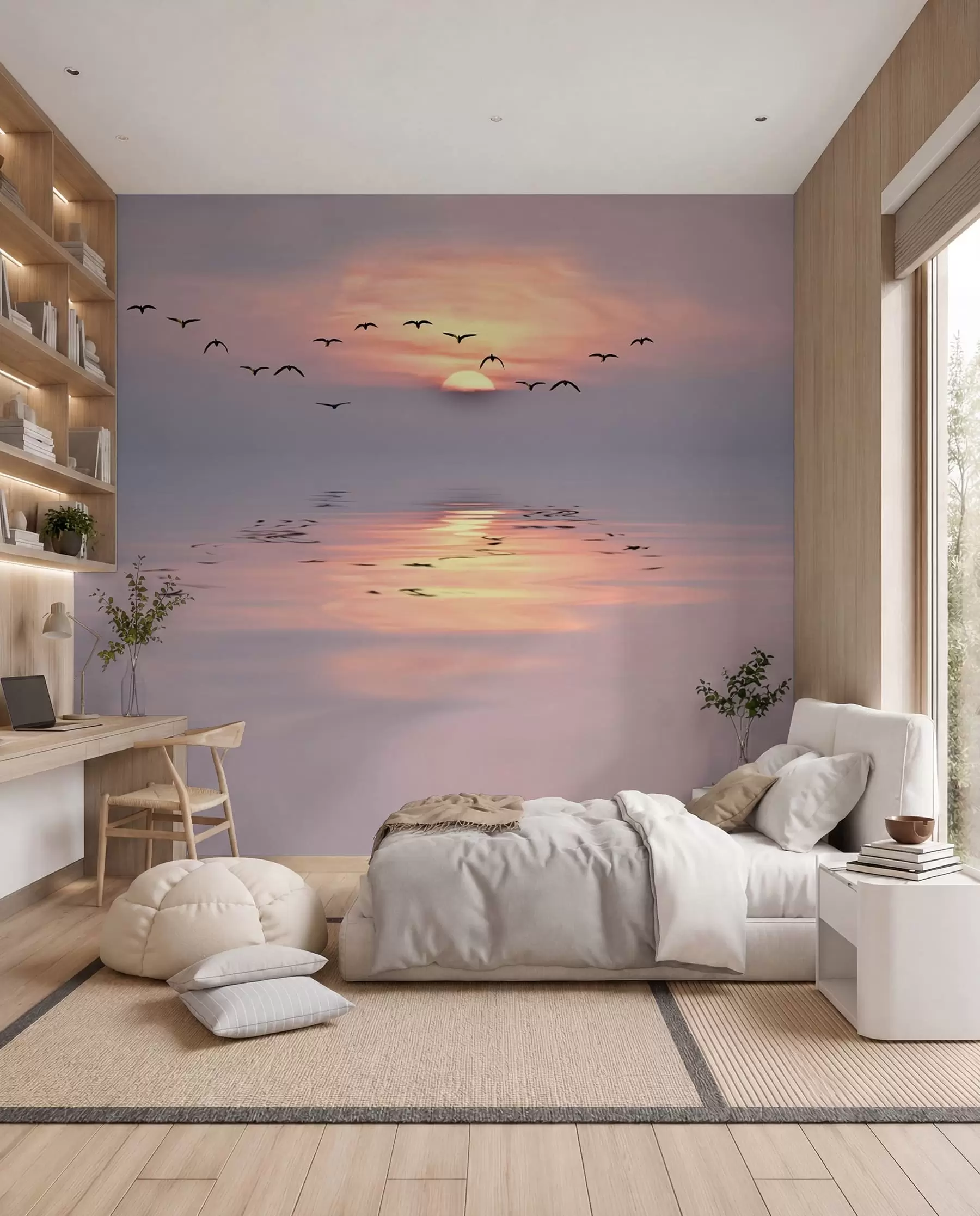 Murale Mouettes dans la lueur du soir u53413