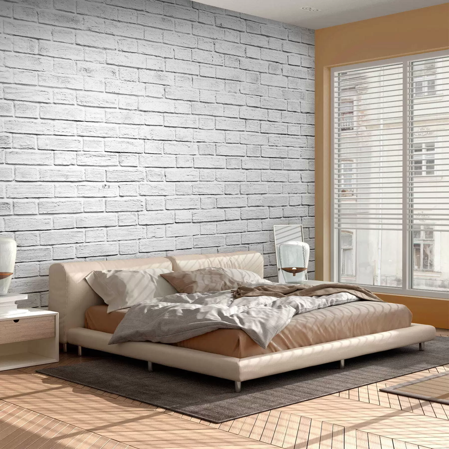 Murale Mur de briques blanches u54004
