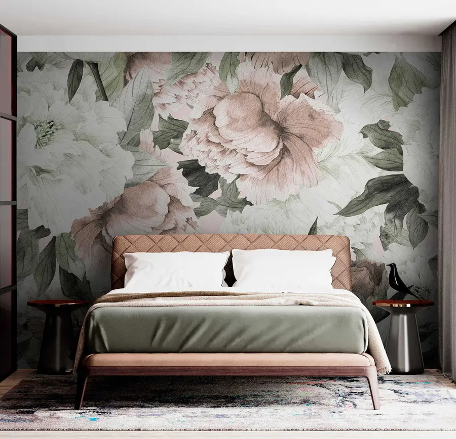 Fototapete Gezeichnete Pfingstrosen u55910