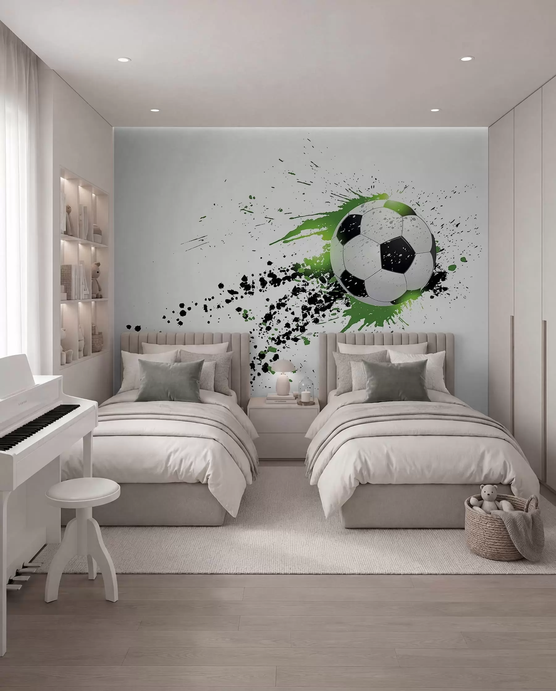 Murale Football en éclats verts u57431