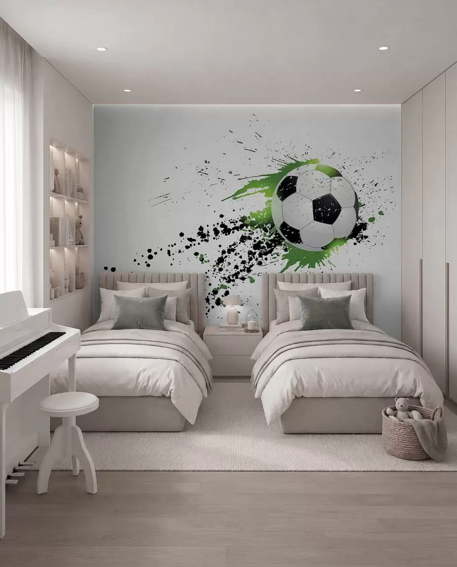 Murale Football en éclats verts u57431