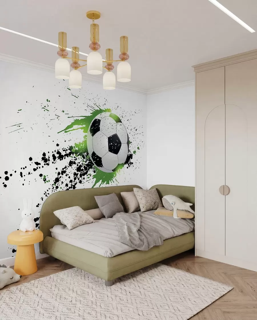 Fototapete Fussball mit grünen Spuren u57431