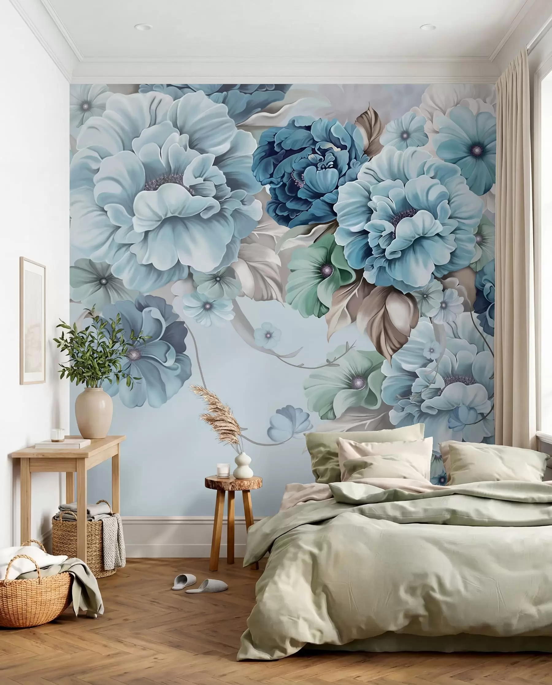 Murale Bouquet de fleurs bleues u59900