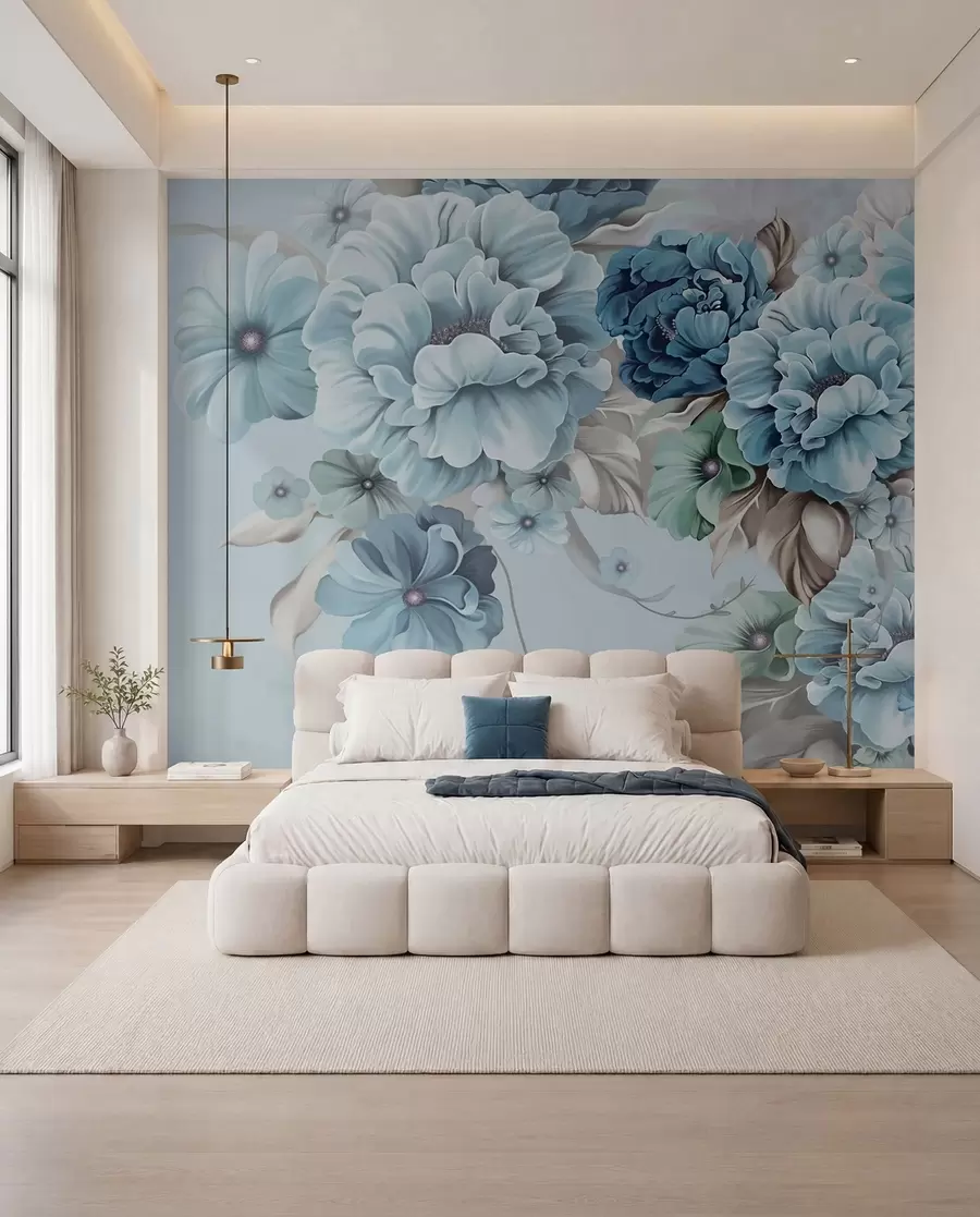 Murale Bouquet de fleurs bleues u59900