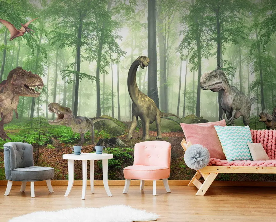 Murale Dinosaures dans la forêt u60039