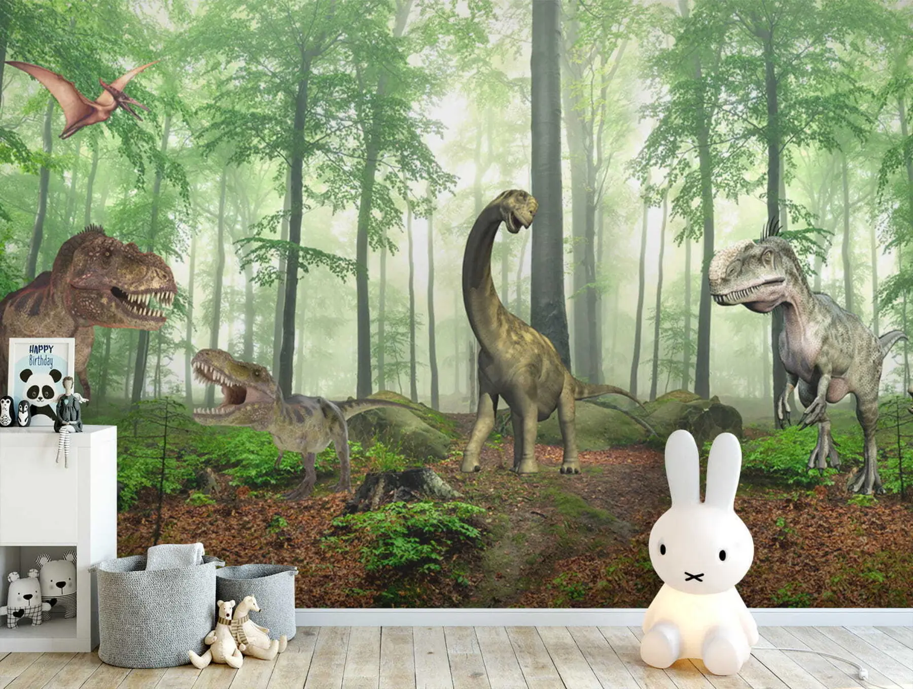 Murale Dinosaures dans la forêt u60039