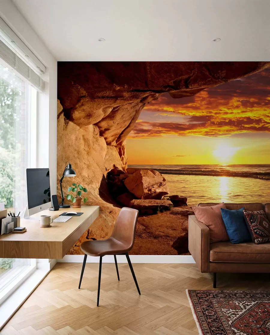 Murale Coucher de soleil dans les rochers u60242