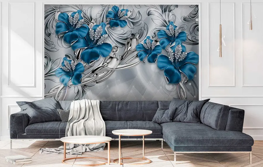 Fototapete Azurblaue Blumen u60405