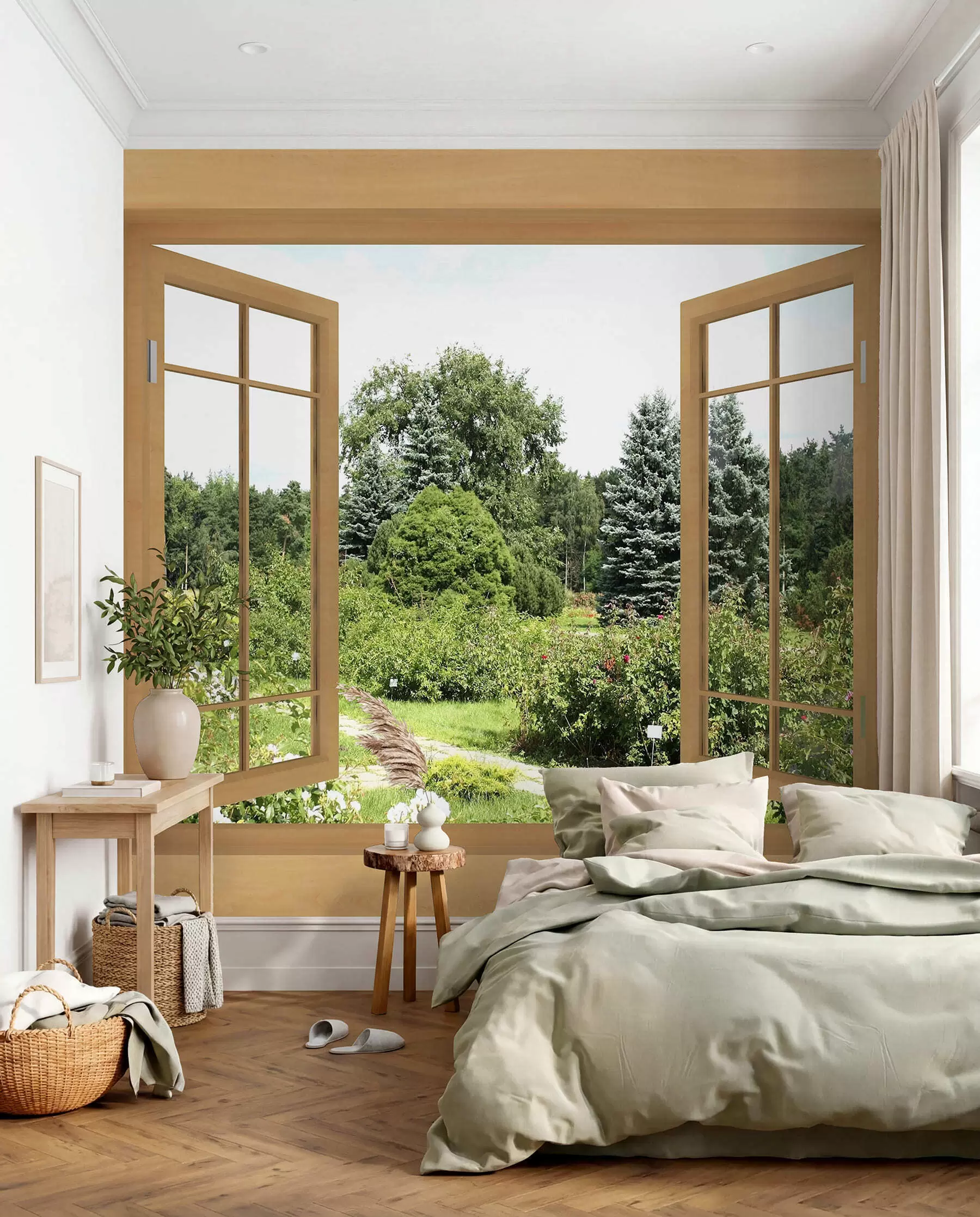Fototapete Offenes Fenster zum Garten u60673
