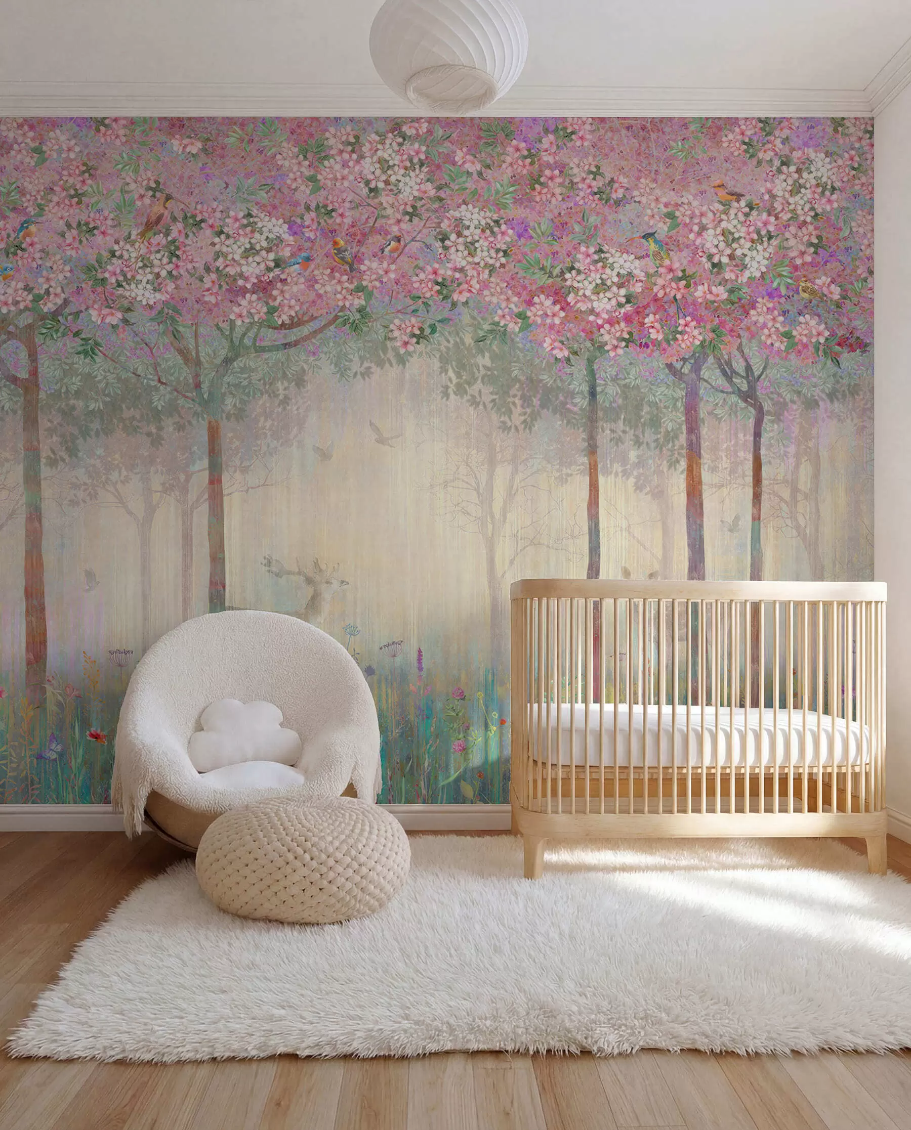 fototapeter Hjorte i den blomstrende skov u62100
