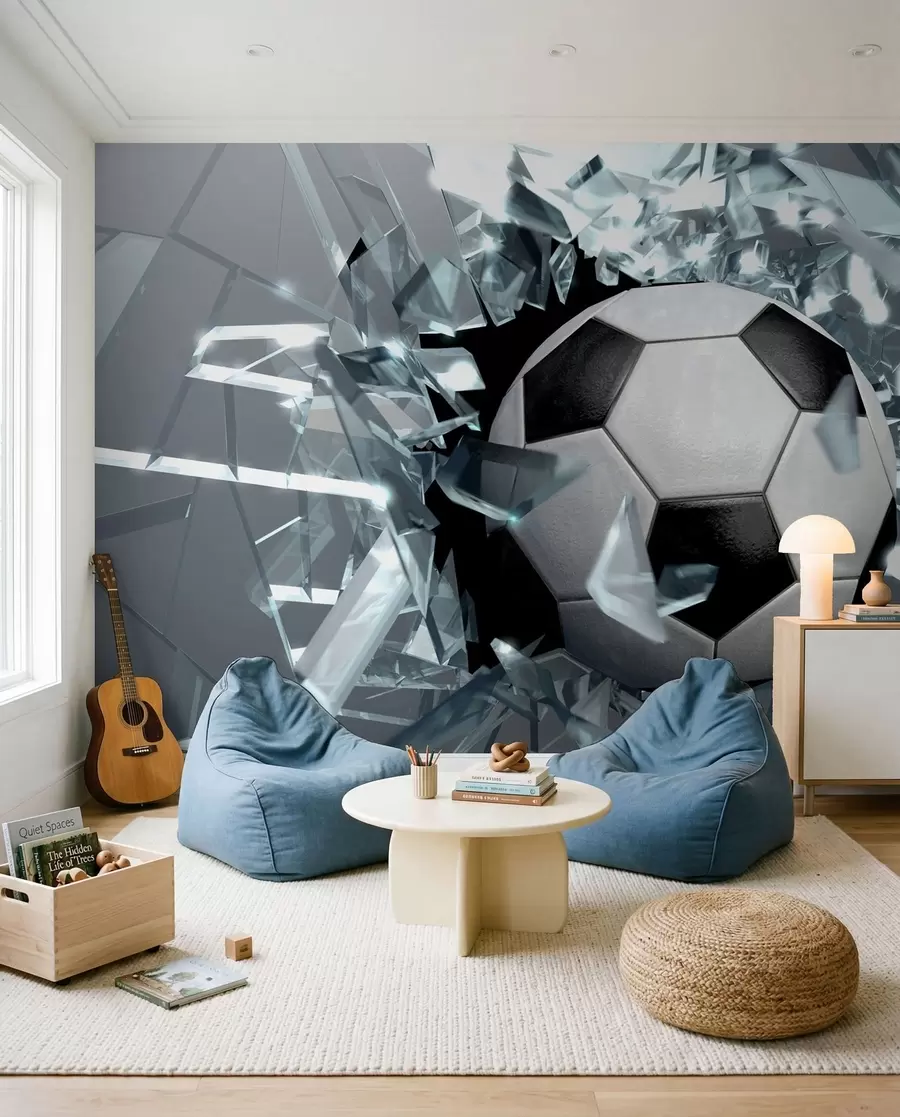 Fototapete Fussball durch Glas u64581