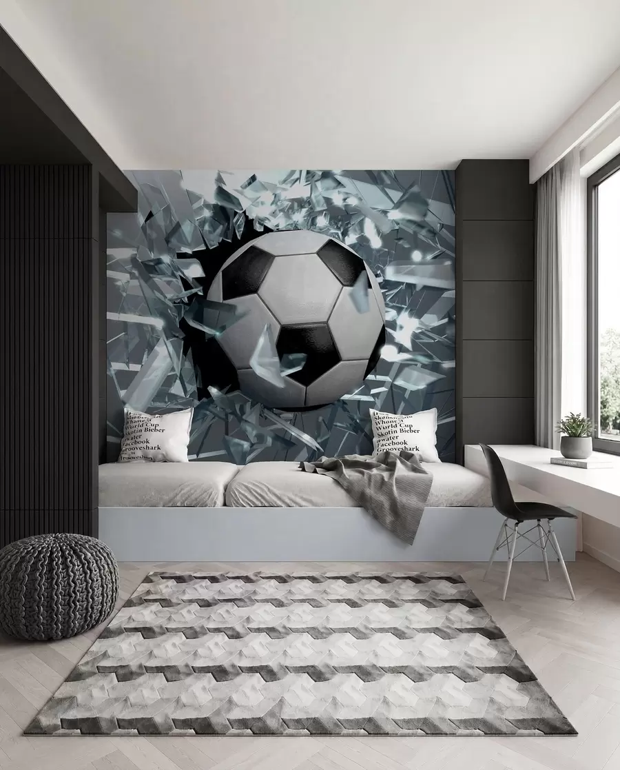 Fototapete Fussball durch Glas u64581