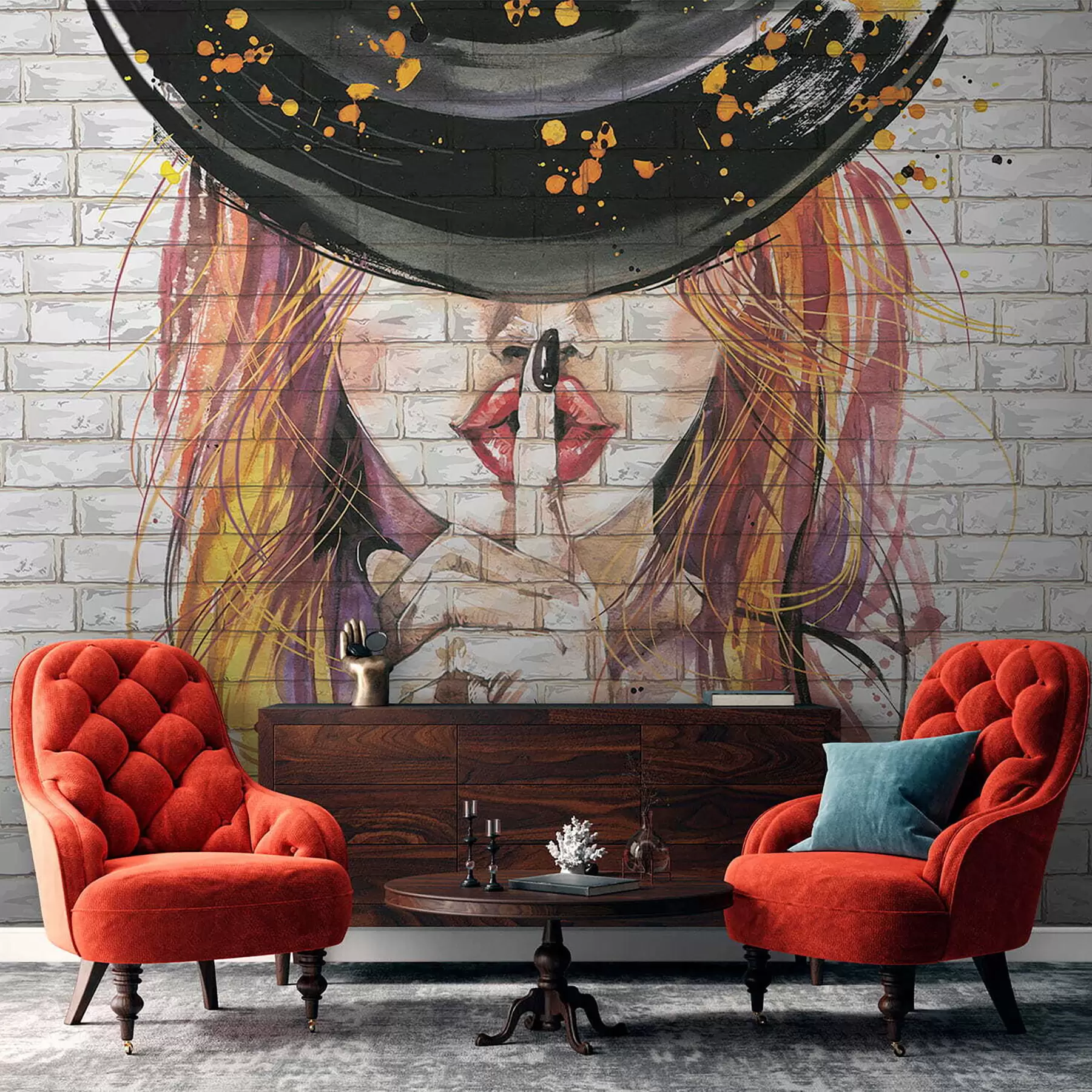 Fototapete Mädchen mit Aquarellen u67648