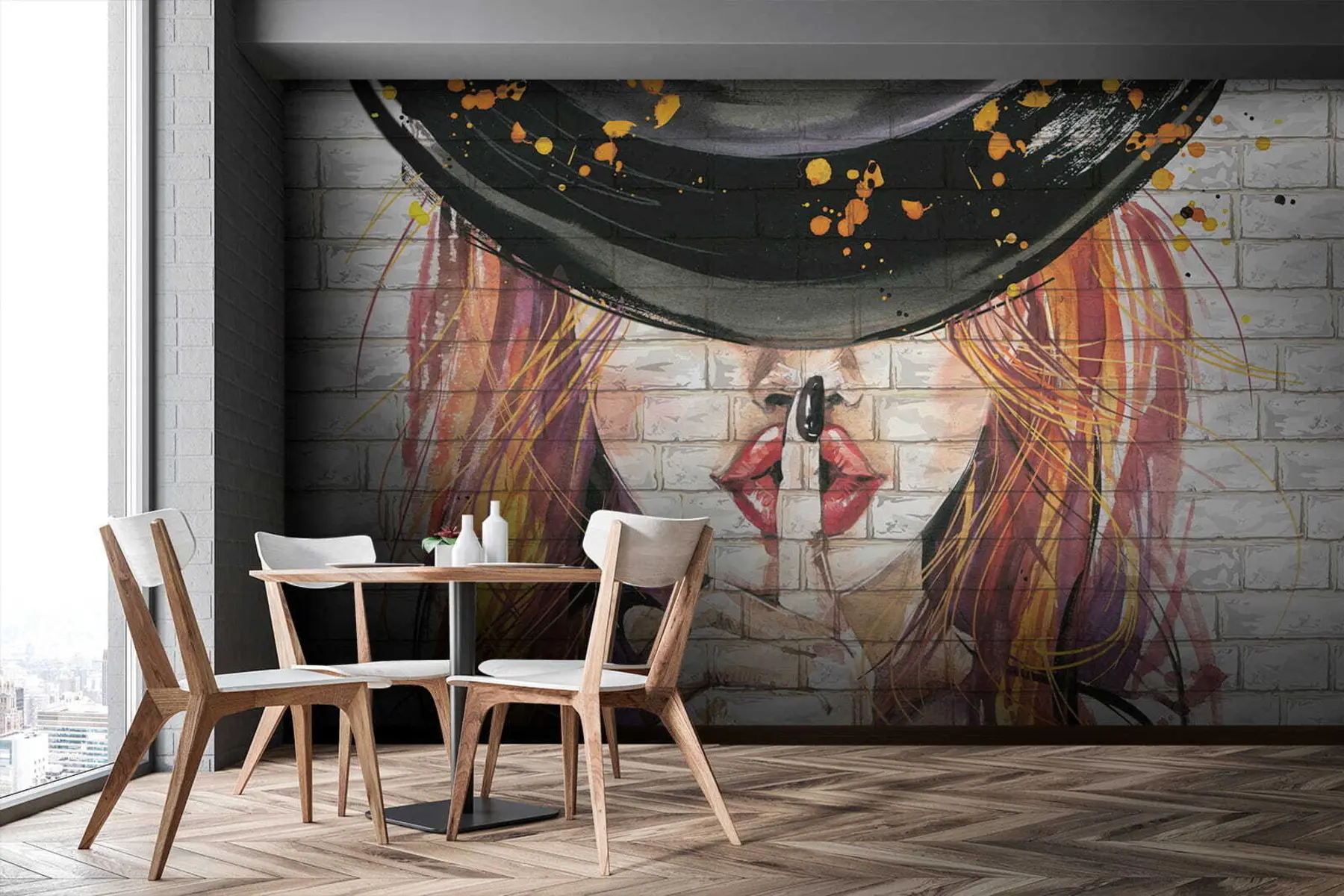 fototapeter Pige med akvarelfarver u67648