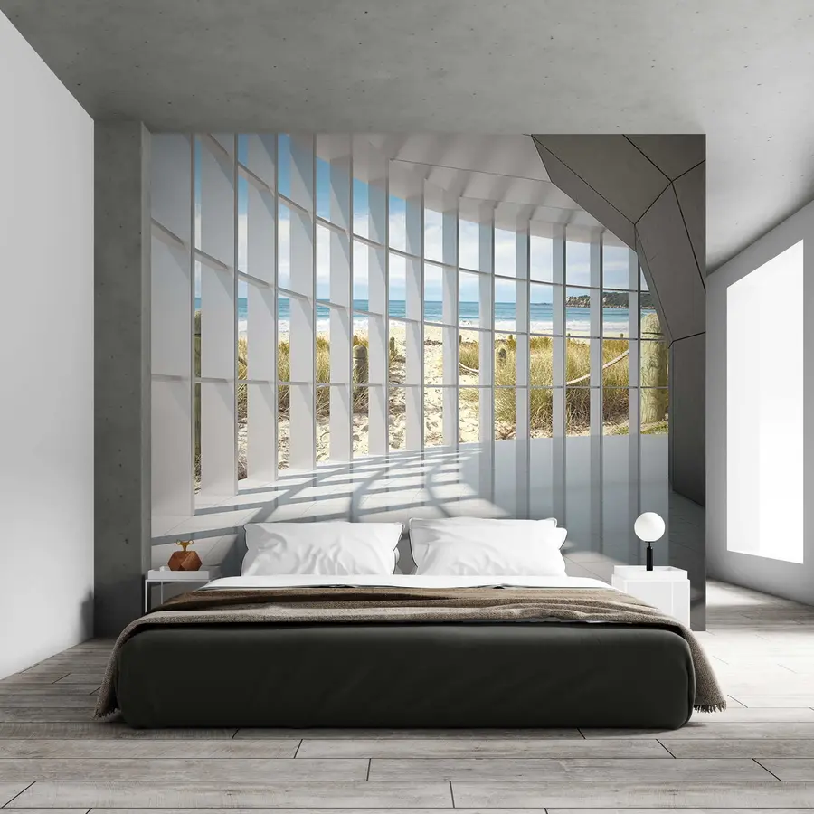 Fototapete 3D-Korridor mit Meerblick u70513