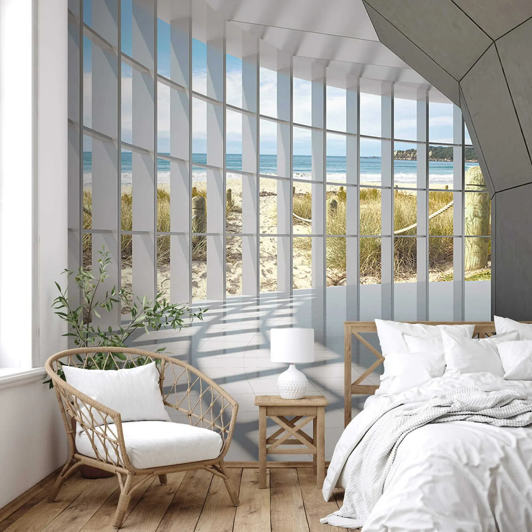 Fototapete 3D-Korridor mit Meerblick u70513
