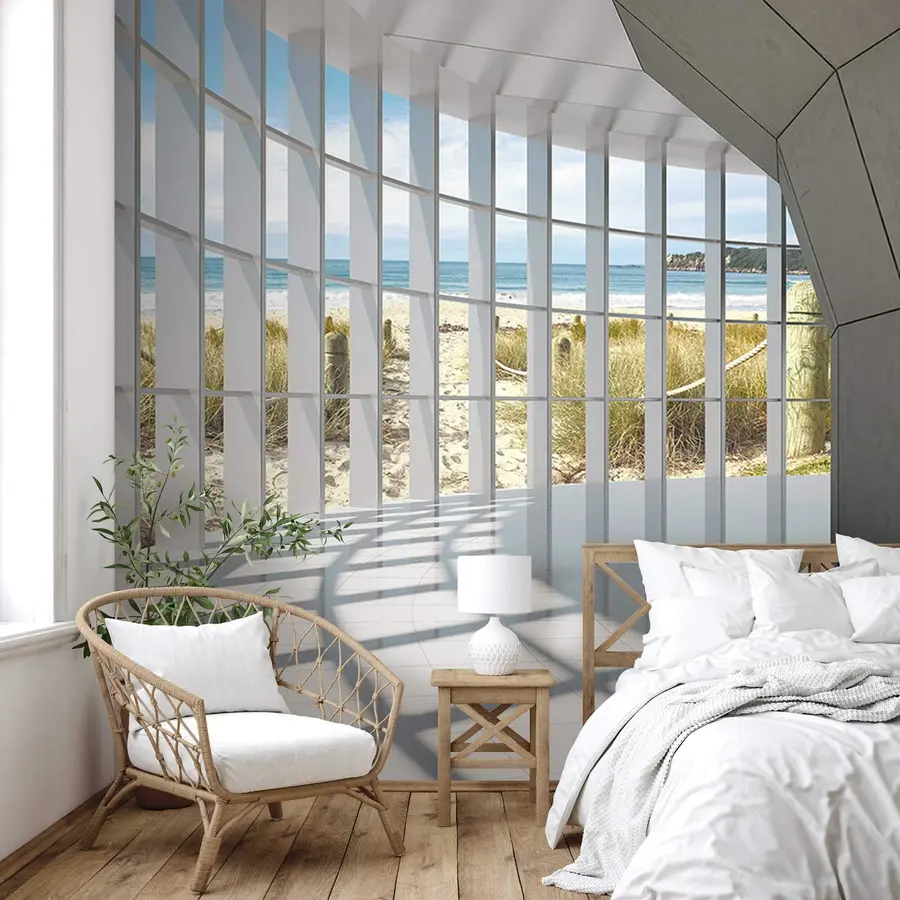 Fototapete 3D-Korridor mit Meerblick u70513