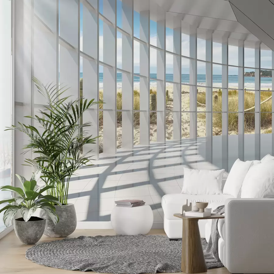fototapeter 3D-korridor med havudsigt u70513